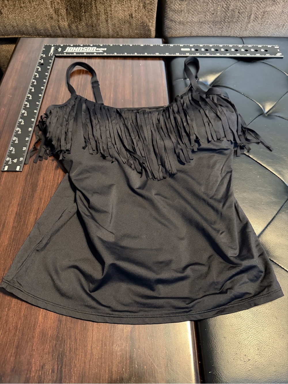 Coco Reef Black Fringe Tankini Top